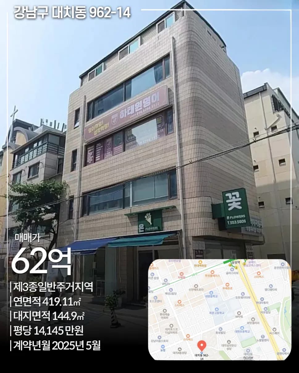 강남구 대치동 962-14 매각 사례