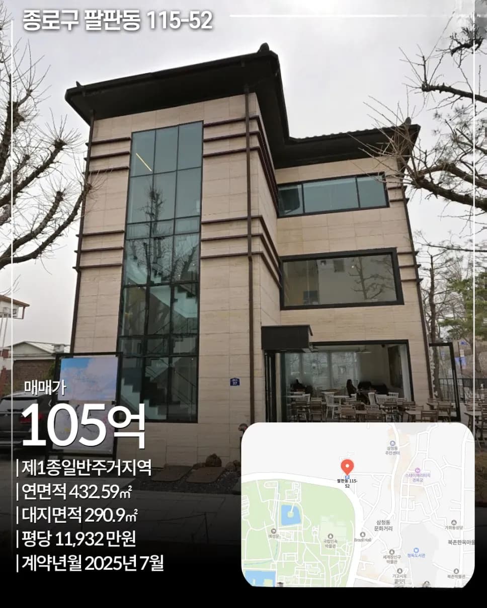 종로구 팔판동 105억 빌딩 외관